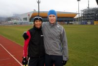 Mein Coach Marcel und ich im Tivoli Stadion in Innsbruck...
